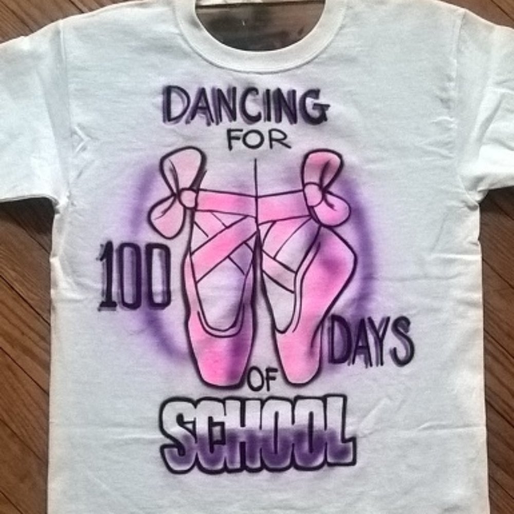 new airbrush 100th day of school dancing tshirt